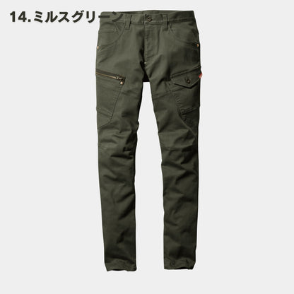 BURTLE(バートル) 5002 コーデュラストレッチデニムカーゴパンツ（伸長率27%・ヴィンテージ加工・細身・おしゃれ・ユニセックス・秋冬）