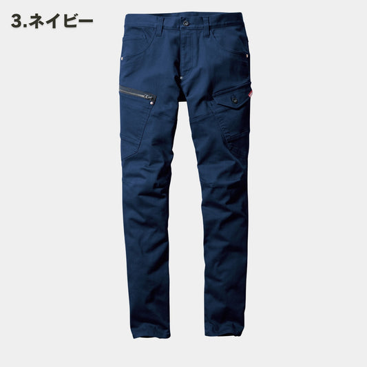 BURTLE(バートル) 5002 コーデュラストレッチデニムカーゴパンツ（伸長率27%・ヴィンテージ加工・細身・おしゃれ・ユニセックス・秋冬）