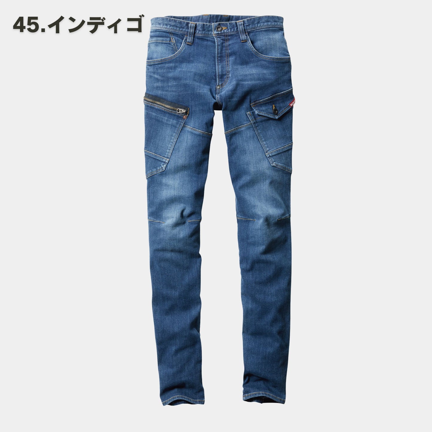BURTLE(バートル) 5002 コーデュラストレッチデニムカーゴパンツ（伸長率27%・ヴィンテージ加工・細身・おしゃれ・ユニセックス・秋冬）